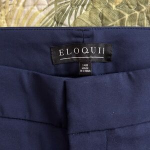 Eloquii Women's Navy Flat Front Pants